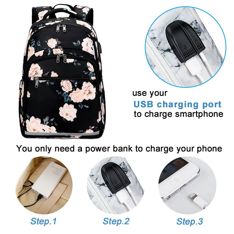 BLUBOON Backpack for Women 15.6 Inch Laptop Bookbag College Girls Daypack for Business Travel with USB Charging Port and Headphone Interface - Image 3
